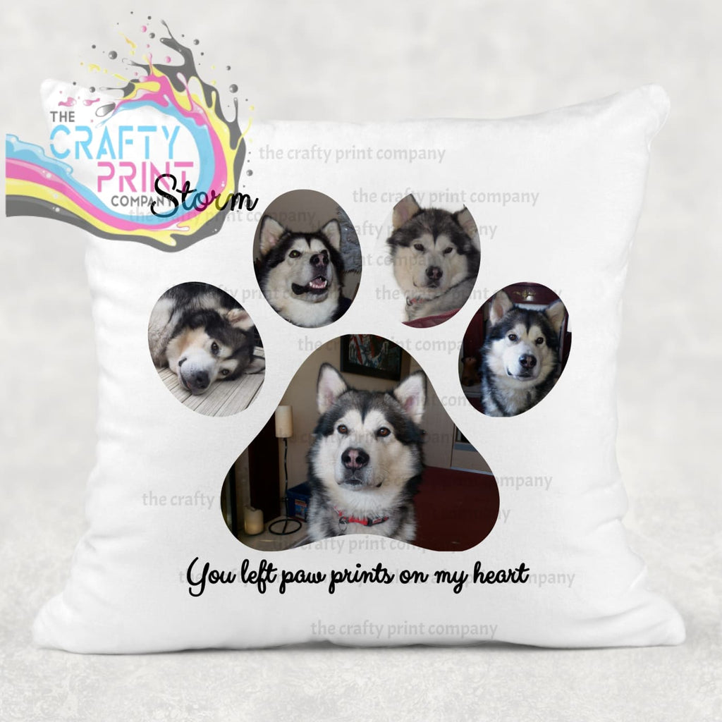 You left Paw Prints Memorial Photo Cushion - Cover ONLY